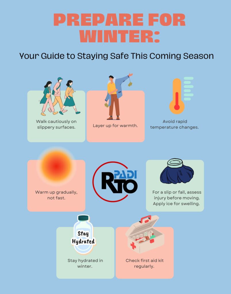 PADI RTO winter first aid essentials for outdoor and diving safety